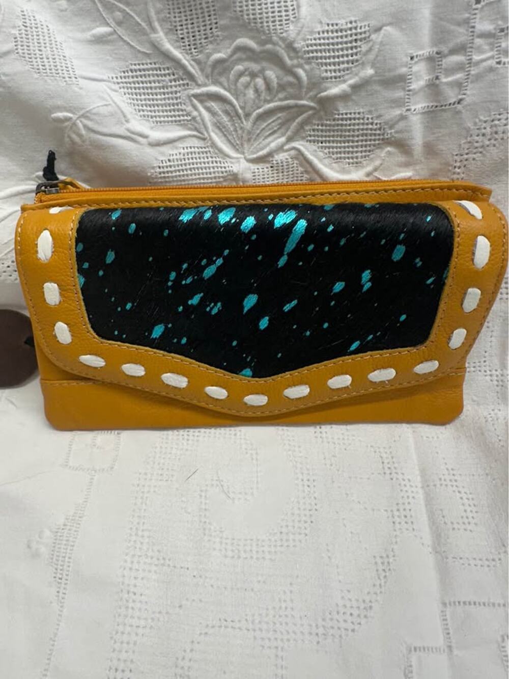 Pre-loved Myra Bag Wallet Must Yellow Black Turq SplaT B-333
